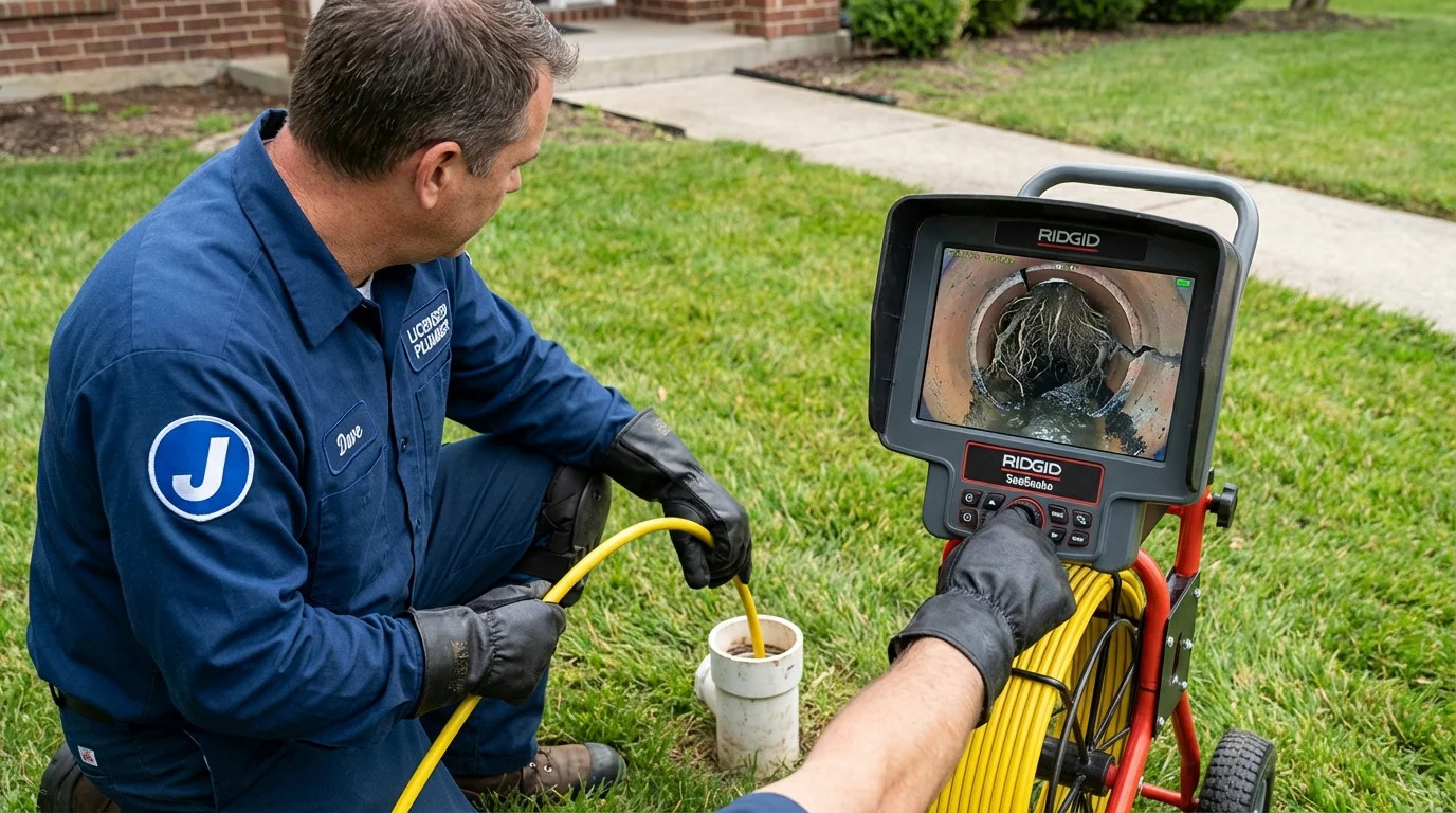 Sewer camera inspection being performed by Johns Plumbing LLC in Selby