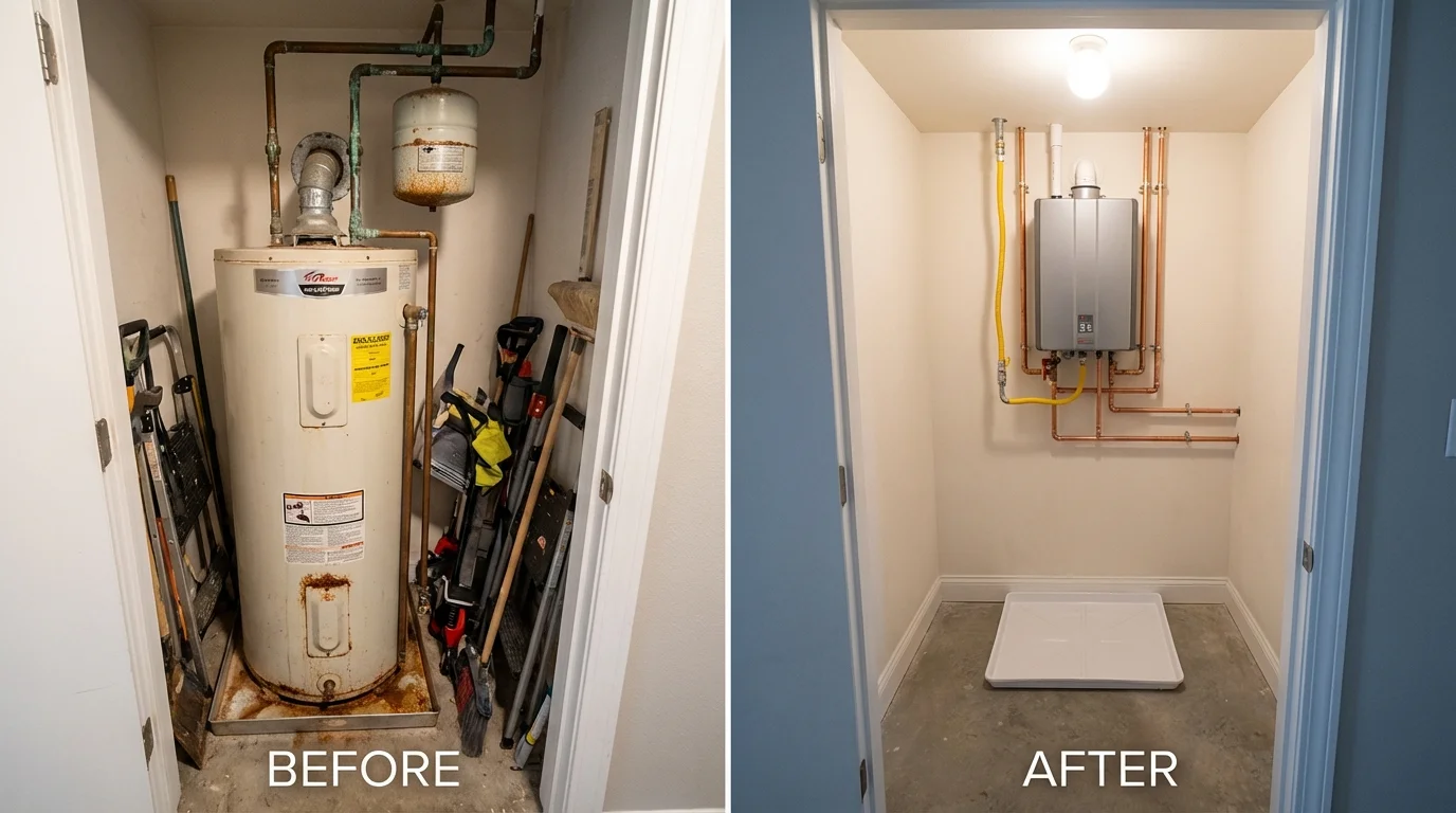 Tank water heater versus wall-mounted tankless unit comparison for Selby, SD homeowners